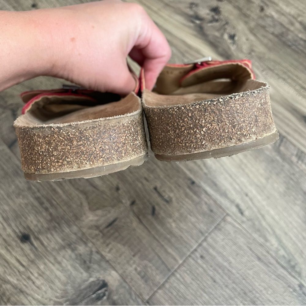HAFLINGER Gina Red Leather Buckle Slide Slip On Sandals - Picture 5 of 11